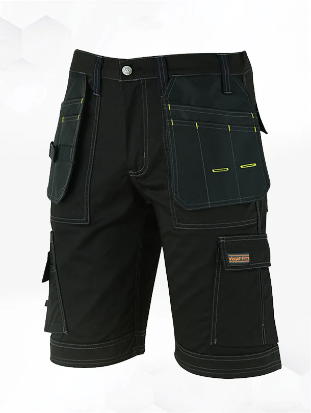 WrightFits Men Pro Builder Black Work Shorts