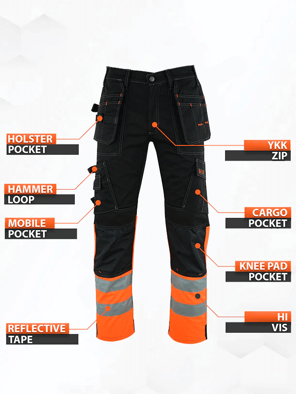 WrightFits Hi-Vis Flash Pro Cargo Work Trousers | Hi Vis Trousers ...